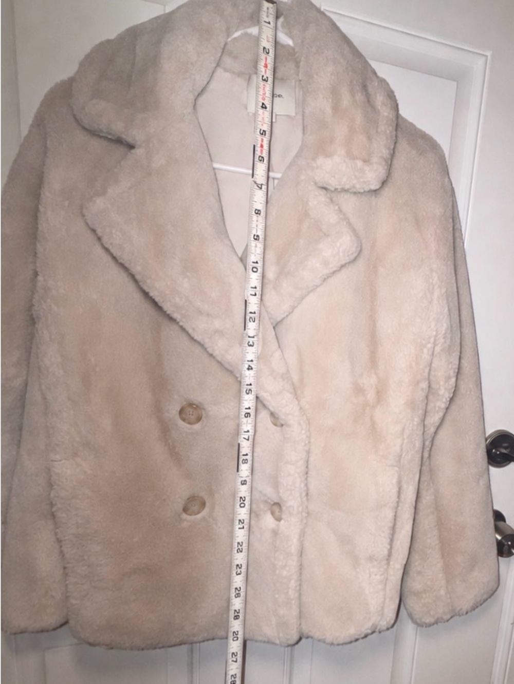Vince Faux Fur Teddy Jacket Cream Double Breasted Machine Wash Cozy Luxe Large - Picture 10 of 10